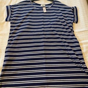 Navy and white striped dress
